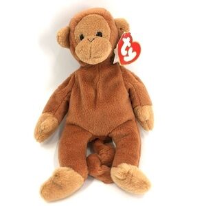 Vintage 1995 Retired Bongo Monkey Beanie Baby 4067 TY Plush Brown Tan Rare